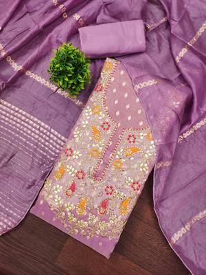  levender weaving embroidery & fancy border simmer jacquard dress material 3