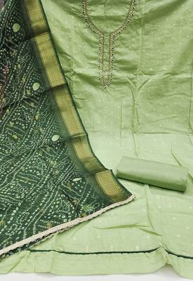  light green weaving & handwork modal banarasi jacquard dress material 2