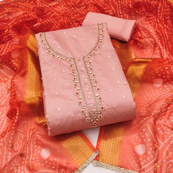  peach weaving & handwork modal banarasi jacquard dress material 1