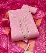 Women's baby pink unstitched weaving & handwork modal banarasi jacquard dress material (msmfc11610b)