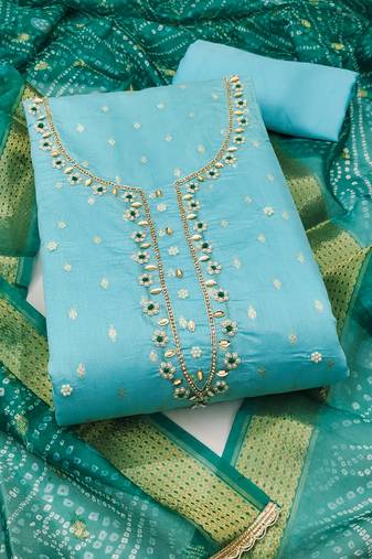 Women's sly blue unstitched weaving & handwork modal banarasi jacquard dress material (msmfc11610a)