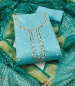 Women's sly blue unstitched weaving & handwork modal banarasi jacquard dress material (msmfc11610a)