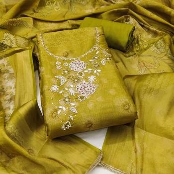 Women's multi digital print & handwork simmer cotton silk dress material 1