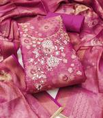 Women's multi unstitched digital print & handwork simmer cotton silk dress material (msmfc11609b)