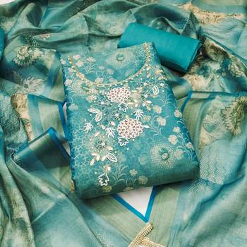  multi digital print & handwork simmer cotton silk dress material 1