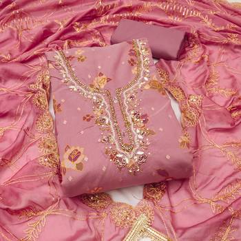  purple print & handwork modal dress material 1