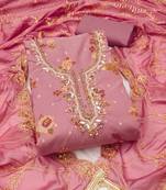 Women's purple unstitched print & handwork modal dress material (msmfc11608c)