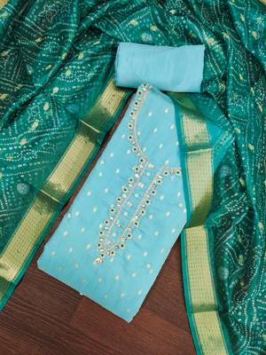  sly blue weaving & handwork modal banarasi jacquard dress material 4