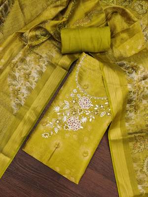 Women's multi digital print & handwork simmer cotton silk dress material 4