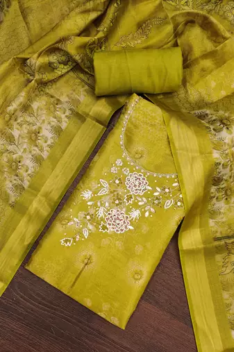 Women's multi digital print & handwork simmer cotton silk dress material