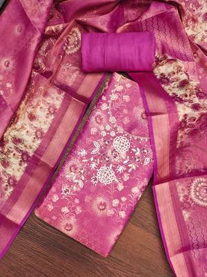  multi digital print & handwork simmer cotton silk dress material 4