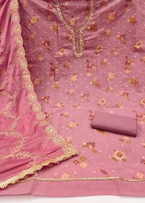  purple print & handwork modal dress material 2