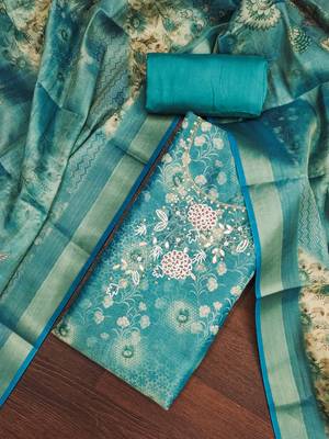  multi digital print & handwork simmer cotton silk dress material 4