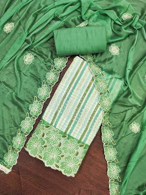  multi heavy thread sequin embroidery digital print pure cambric cotton dress material 4