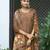 Brown chinon chiffon floral printed straight kurta with pant & printed dupatta
