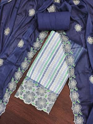  multi heavy thread sequin embroidery digital print pure cambric cotton dress material 4