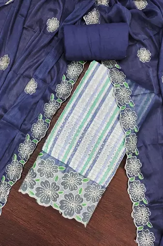  multi heavy thread sequin embroidery digital print pure cambric cotton dress material