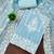 Women's sky blue unstitched heavy thread embroidery & fancy border chanderi cotton dress material (in2044sbl)