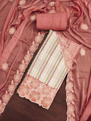  multi heavy thread sequin embroidery digital print pure cambric cotton dress material 4