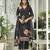 Black chinon chiffon floral printed straight kurta with pant & printed dupatta