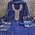 Women's royal blue unstitched heavy zari sequence embroidery slub cotton dress material (in2042rbl)