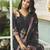 Black chinon chiffon floral printed straight kurta with pant & printed dupatta