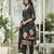 Black chinon chiffon floral printed straight kurta with pant & printed dupatta
