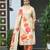 Beige chinon chiffon floral printed straight kurta with pant & printed dupatta