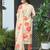 Beige chinon chiffon floral printed straight kurta with pant & printed dupatta