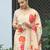 Beige chinon chiffon floral printed straight kurta with pant & printed dupatta