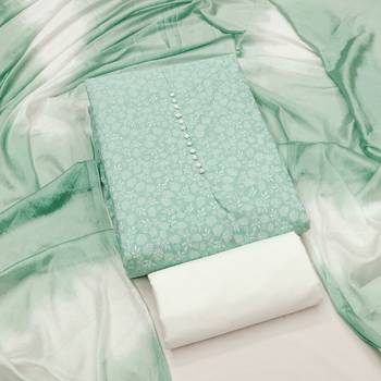  sea green print cotton dress material 1