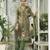 Olive green chinon chiffon floral printed straight kurta with pant & printed dupatta