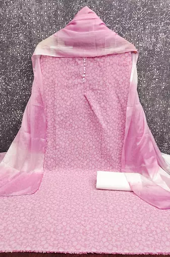  pink print cotton dress material