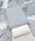Women's grey unstitched print cotton dress material (gngr50133gry)