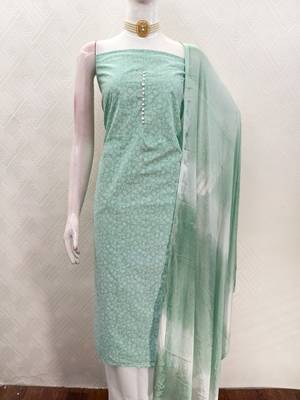  sea green print cotton dress material 3