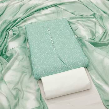 sea green print cotton dress material 1