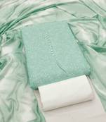 Women's sea green unstitched print cotton dress material (gngr50132sgn)