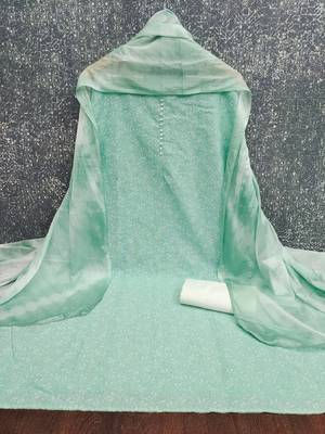  sea green print cotton dress material 2