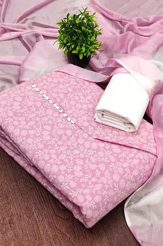  pink print cotton dress material