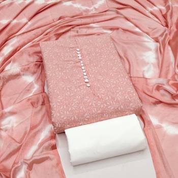  peach print cotton dress material 1