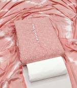 Women's peach unstitched print cotton dress material (gngr50132pch)