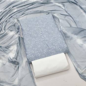  grey print cotton dress material 1