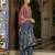 Mauve chinon chiffon floral printed straight kurta with pant & printed dupatta