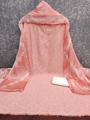  peach print cotton dress material 2