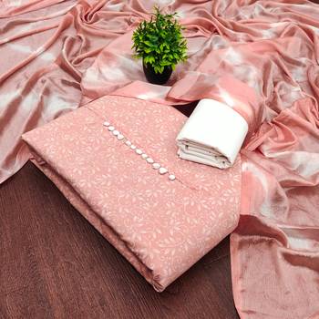  peach print cotton dress material 4