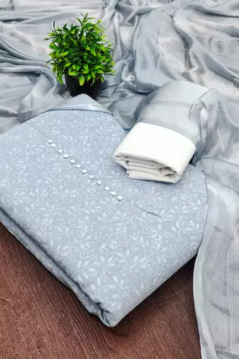  grey print cotton dress material