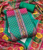 Women's multi unstitched digital print & fancy border chinnon dress material (gngr50128sgn)