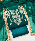 Women's sea green unstitched heavy embroidery & fancy border georgette dress material (gngr50127sgn)