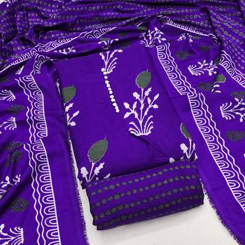  royal blue print slub cotton dress material 1