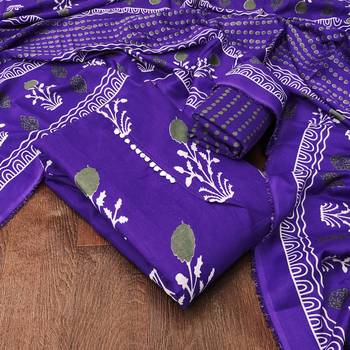  royal blue print slub cotton dress material 4